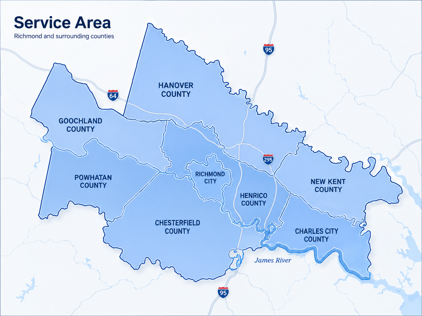 Greater Richmond service area map